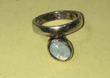 1960&rsquo;s OFFSET Oval Vintage Sterling.925 Silver White Opal Ring-Size 4-3.3g