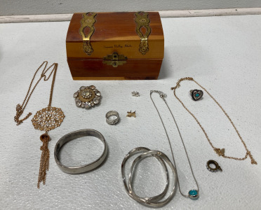 Costume Jewelry and Box