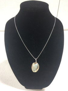 White Shell Pendant with 22&rdquo; .925 Necklace