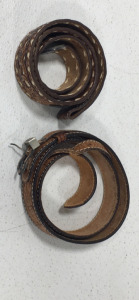 (2) Brown Leather Belts