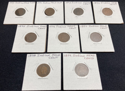 (9) 1890-1899 Indian Head Cents