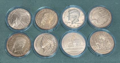 (8) 1oz .999 Copper Rounds