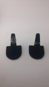 (1) Ornate Womens Fashion Costume Jewelry Ring Size 5.5 (1) Blue Solitaire Womens Fashion Costume Jewerly Ring Size 7.5