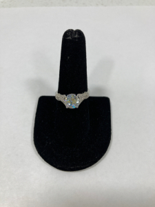 Round Cut Faceted Aquamarine .925 Ring