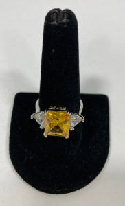 Faceted Yellow Citrine .925 Ring