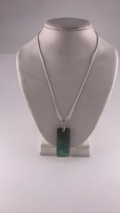 54.10ct 23&rdquo; Green Dragon Veins Agate Oblong .925 Necklace