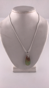 22.80ct Green Dragon Veins Agate Teardrop .925 23&rdquo; Necklace