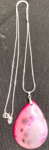 145.10ct Natural Scenic Dendrilic Agate Teardrop .925 Necklace