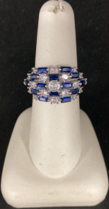 Blue and White Sapphire .925 Ring Size 7.5