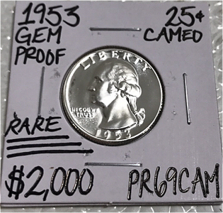 1953 PR69CAM Rare CameoGem Proof Quarter
