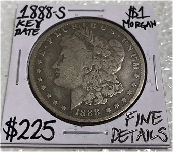 1888-S Key Date Fine Details Morgan Dollar