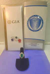 Emerald And Diamond 18KT Ring With COA
