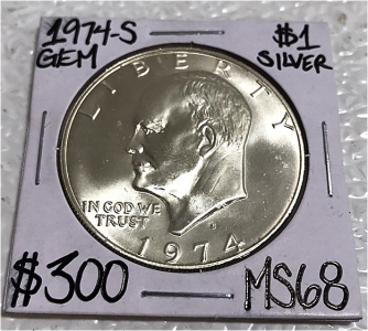 1974-S MS68 Silver Dwight Eisenhower Dollar