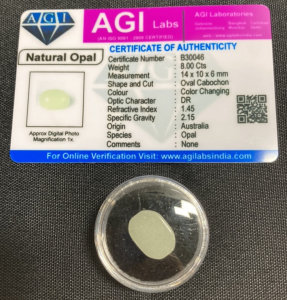 8.00ct Natural Color Changing Opal Australian Gemstone w/ COA