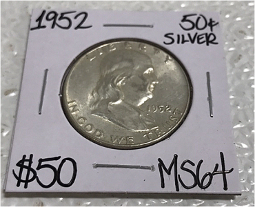 1952 MS64 Franklin Silver Half Dollar