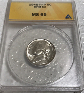 1945-P/P MS65 RPM-53 ANACS Gem Nickel
