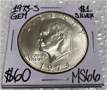 1973-S MS66 Gem Silver Eisenhower Dollar