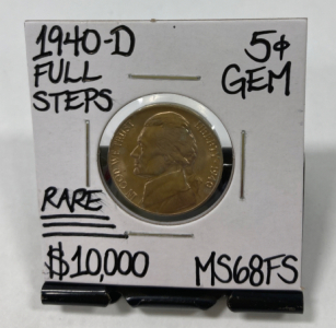 1940-D Rare Full Steps Gem Nickel