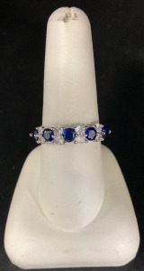 Mixed Blue and White Sapphire .925 Ring Size 9