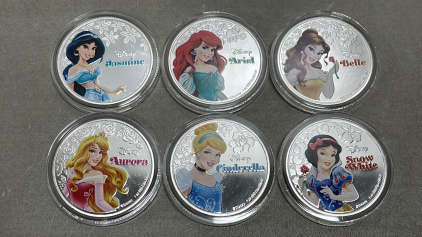 (6) Disney Princess Collectible Coin Set&hellip; Jasmine, Ariel, Belle, Aurora, Cinderella, Snow White