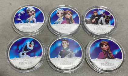 (6) Disney Frozen Collectible Coin Set Silver Plated
