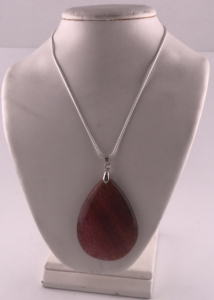 97.55ct Red/Yellow Dragon Veins Agate Teardrop .925 23&rdquo; Necklace