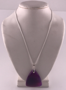 77.15ct Pink Fire Dragon Veins Gemstone Triangle .925 Necklace