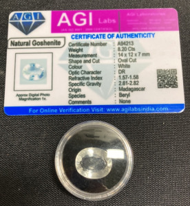 8.20ct Certified Natural White Goshenite Oval Cut Gemstone w/ COA