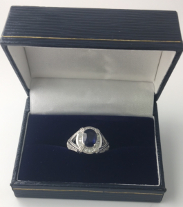 (1) Size 9 Silver band Saphire Ring