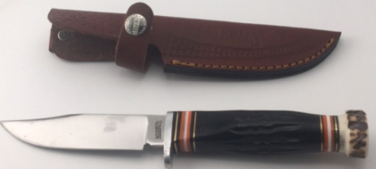 Marbles 4.5&rdquo; Bone And Antler Handle Fixed Blade Knife With Sheath