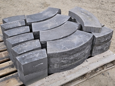 <Offsite> (21) Charcoal & Posa Terra Wall Blocks & (17) Charcoal & Posa Terra Cap Blocks
