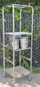 <MB> Utility Cart w/ Stainless Steel Food Containers