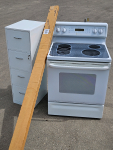 GE Electric Stove, 8' Light Strip, 47" File Cabinet