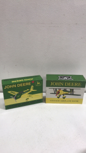 (1) John Deere Lockheed Orion Limited Edition Airplane Bank (1) John Deere Vintage Airplane Bank