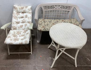 Padded Lawn Chair, Bench Chair and Table