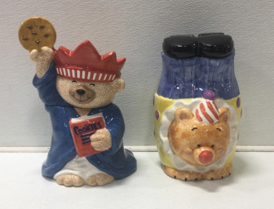 Handstand Bear Glass Cookie Jar, Statue Of Liberty Bear Glass Cookie Jar