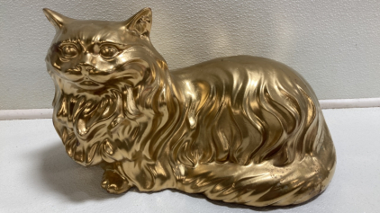 Gold Tone Cat Statue