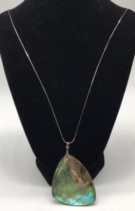 Sterling Silver Necklace W/ Abalone Pendent