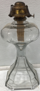 9&rdquo; Vintage Clear Glass Kerosene/Oil Octagon Lamp