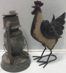 Vintage Lantern, Rooster Statue