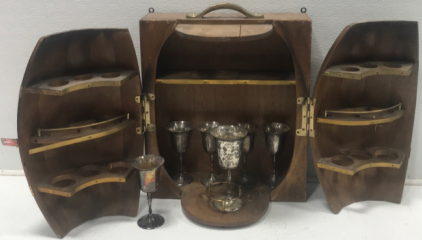 Barrel Cabinet With (6) Silver Cups