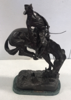 Frederic Remington “ The Outlaw” 20” Bronze Western Statue With Marble Base