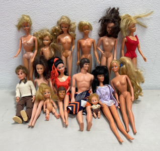 (10) Barbie Dolls, (2) Male Dolls, (2) Baby Dolls
