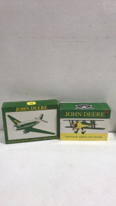 (1) New John Deere Limited Edition DC-3 Company Airplane Bank (1) New John Deere Vintage Airplane Bank