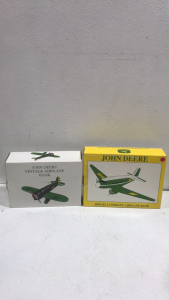 (1) John Deere Vintage Airplane Bank (1) John Deere JD95 Company Airplane Bank