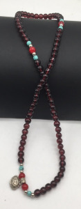 Garnet Necklace With Coral And Turquoise Accents