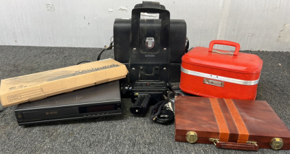 Chinon Video Camera, Keyboard, Orange Case And More