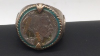 Vintage Silver Tone Ring W/ 1934 Buffalo Nickel