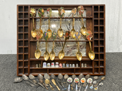 Collectible Spoons, Thimbles and Shelf