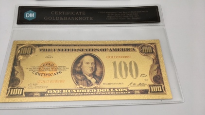$100 Gold Plated Certificate Note